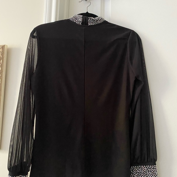 NWT Nichole Miller Black Long Sleeves with Embellishment, Size M - Picture 6 of 11